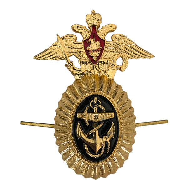 Echte russische Marine-Admiralsmütze, Abzeichen, Anker, Kaiseradler-Kokarde