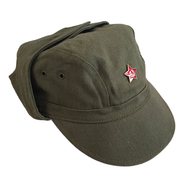 USSR Soviet Army Military Afghanistan War Uniform Dark Green Cap Hat Badge