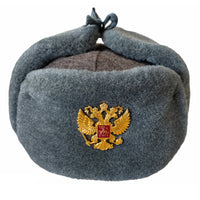 Russian Soviet Military USSR Army Cossack Trapper Fur Ushanka Winter Hat Badge