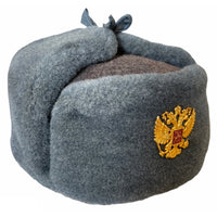 Russian Soviet Military USSR Army Cossack Trapper Fur Ushanka Winter Hat Badge