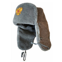 Russian Soviet Military USSR Army Cossack Trapper Fur Ushanka Winter Hat Badge