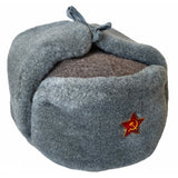 Authentic Soviet Russian Soviet Military USSR Army Cossack Trapper Fur Ushanka Winter Hat Badge