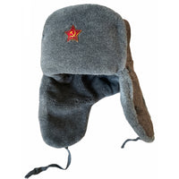 Authentic Soviet Russian Soviet Military USSR Army Cossack Trapper Fur Ushanka Winter Hat Badge