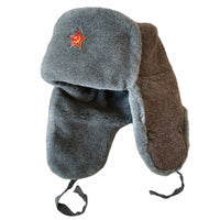 Authentic Soviet Russian Soviet Military USSR Army Cossack Trapper Fur Ushanka Winter Hat Badge
