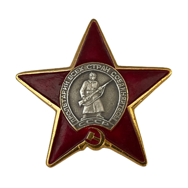 Original sowjetische Metall- und Emaille-Anstecknadel, Orden des Roten Sterns