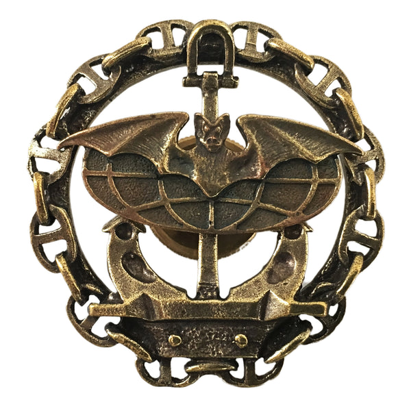 Russian Navy Spetsnaz Intelligence Bat & Globe Military Uniform Brass Badge