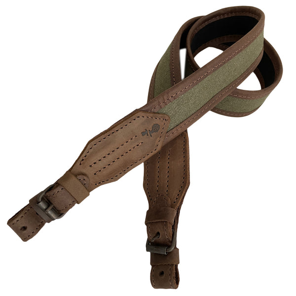Rifle Sling Brown Leather Green Canvas Shotgun Air Gun Hunting Strap