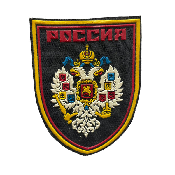 Uniform-Ärmelaufnäher, Russisches Reich, Adlertuch, Gummi, Romanow-Wappen